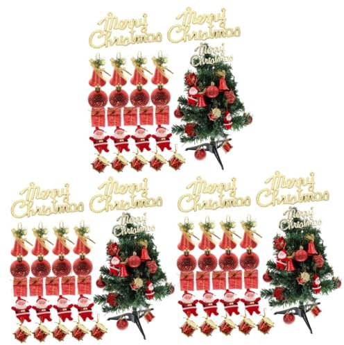 Cabilock 3 Kisten Weihnachtskugel-Set Weihnachtskugel-anhänger Weihnachtsbaumkugel Dekorationen Für Weihnachtsfeiern Mini-Weihnachtsbaum Weihnachtskugel Dekoration Plastik Rot