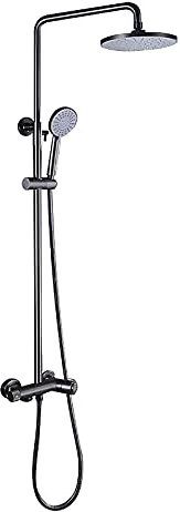 Gun Grey Dusche mit Wannenauslauf, runder Regenduschkopf mit Handbrause-Kombi-Set, wandmontiertes Duschhahn-Set, komplettes Duschkopf-Set