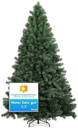 Weihnachtsbaum grün künstlich 180 cm - täuschend echt & naturgetreuer Tannenbaum - Nordmanntanne - mit Ständer (180cm-Premium)