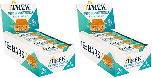 JC's Trek High Protein Flapjack Salted Caramel - Gluten Free - Plant Based - Vegan Snack - 50 g x 16 Bars (Pack of 2)