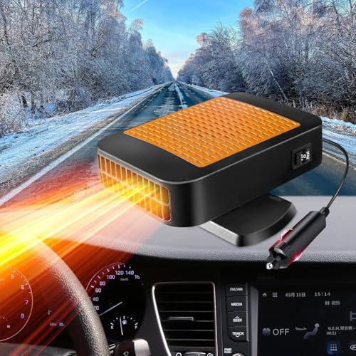 Calefacción de 12 V para coche, 12 V, para coche, 12 V, encendedor de cigarrillos, con mango ergonómico, para todos los coches, color naranja y negro