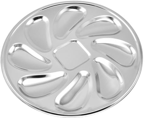 MAGICLULU 1 Pc plato de ostras de acero inoxidable ostras sirviendo plato a la parrilla bandeja redonda para servir ostras bandejas sarten parrilla sartén de ostras sartén casera para ostras