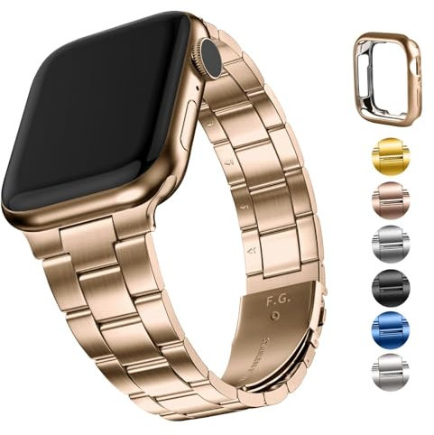 Fullmosa Bracelet compatible avec Apple Watch Serie 10 42mm, Femme bracelet en acier inoxydable pour iwatch serie 10 42mm,Or Rose
