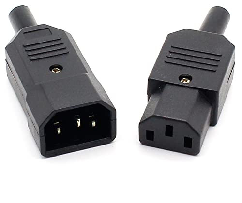 EGEWYVYBC 5 Pares DIY 10A 250V Negro IEC C13 C14 Conector de alimentación Desmontable de Enchufe Hembra y Masculino 3-Pin C.A. Enchufe Conector