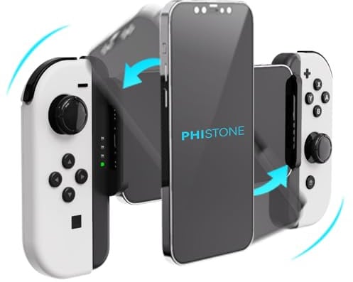 Phistone Magnetische MagSafe Smartphone & Tablet Halterung für Nintendo Switch JoyCon (JoyCon nicht im Lieferumfang enthalten) - 360° Drehung, Länge verstellbar, Multi-Device kompatibel, starker