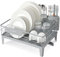 SONGMICS Dish Drying Rack, Dish Drainer for Kitchen Counter, 360° Rotatable and Extendable Spout, Drainboard, with Cutlery Holder, 31 x 42 x 18.5 cm, Dove Grey KCS550G01
