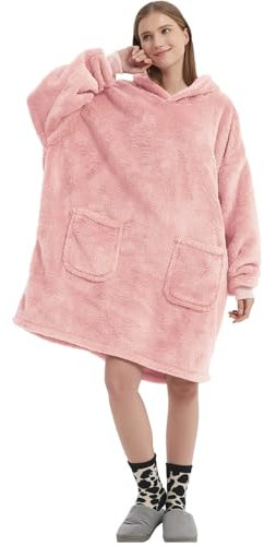 FELOVE Hoodie Decke Ärmeln Kuschelpullover Mit Zwei tiefe Taschen,Tragbare Decke Ultra Soft Bequemer Kuschel Erwachsene Hoodie,Warm Kuscheldecke weich als Geschenke für Frauen Freundin Mütter