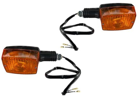 Streetparts24 2x Motorrad Blinker 12V Halogen – E-Geprüft – Eckig, Schwarz/Orange – M10 Gewinde – Universal passend für Honda, Yamaha, Suzuki, Kawasaki, KTM, Vespa, Aprilia