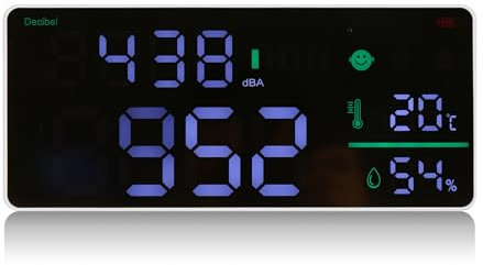 Cpolebev Wiederaufladbarer Digitaler Schallpegelmesser LäRm-Dezibel-Messbereich Von 1-95 Wanduhr mit GroßEm Bildschirm