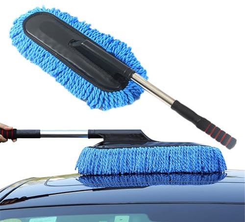 Arroopu Auto-Staubwedel, Teleskop-Staubwedel, Mehrzweck-Mikrofaser-Autowaschbürste, Fahrzeug-Innen-Außenreinigungsset mit ausziehbarem Griff, für SUVs, LKW, Garage