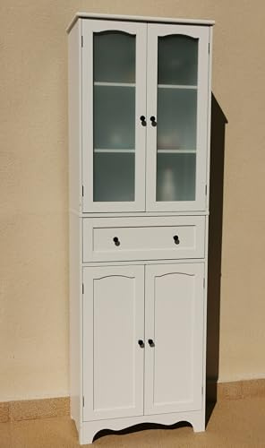 Homecharm-Intl 60.5x30x183CM Wooden pantry cabinet storage cupboard cabinet,White (HC-065)