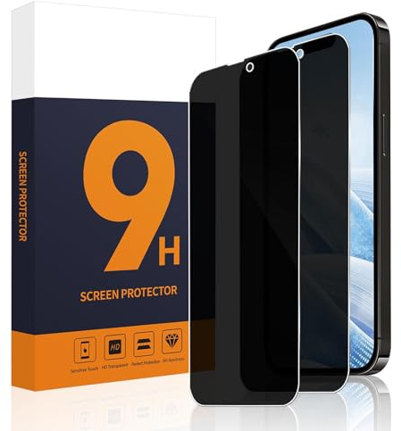 Carantee 2 Pièces Verre Trempé pour iPhone 15/15 Pro 5G, Bord 2.5D Anti Espion Dureté 9H Film Protection écran, Pas de bulles Film de Confidentialité Vitre Protection Compatible avec iPhone 15/15 Pro