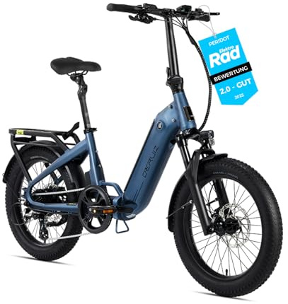 DERUIZ E Bike Peridot 2.0 Gen.E Bike Herren Klapprad Elektrofahrrad 20 * 3.0-Inch Ebikes 48V 500Wh Akku 8-Gang,Hydraulische Bremsen,Faltbares Pedelec-150 KM