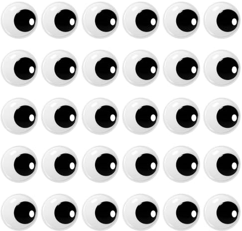 30 Stück Wackelaugen groß Kulleraugen Klebeaugen Selbstklebend Groß 40mm Selbstklebende Runde Wiggle Googly Augen Kunststoff Puppe Augen Schwarze Bastelaugen für DIY Kunsthandwerk Dekoration