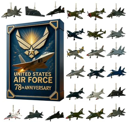 Adventskalender für Flugzeuge – Acryl, 10,24 × 7,09 Zoll, Anhänger für Handtasche zum 78. Geburtstag der Luftwaffe, nachfüllbar | -Ausstellungsornament des Zweiten Krieges