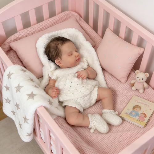 ROSHUAN 20 Zoll Realistische Reborn Babypuppen Silikon Vollkörper Vinyl, Lebensechte Babypuppe, Lebensechte Neugeborenen Baby Puppe Die Echt Aussehen Schlafende Puppen Mit Spielzeugzubehör