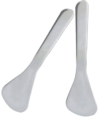 Milisten Spatules de Soin en Acier Inoxydable 2pcs, Outil Compact et Portable pour Massage du Visage, Application Crème Contour des Yeux et Masque Hydratant