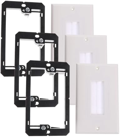 Zerodeko 3pcs Single Gang Mounting Holder Cable Pass Through Brush Wall Plate with Adjustable Thickness and Flush Mounting Abs Material for Home Or Office Use