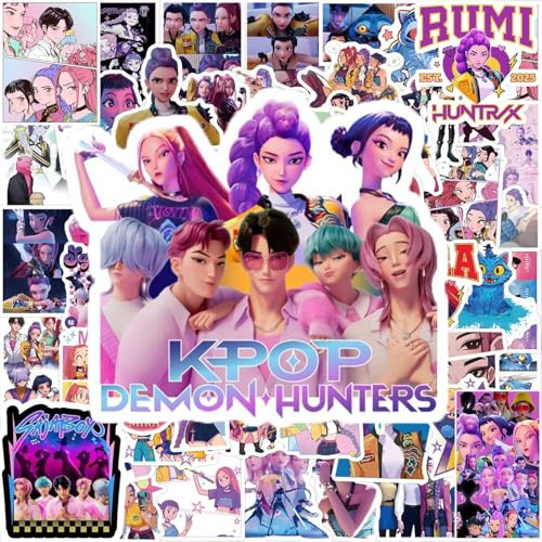 Set 110 Stück K-Pop Sticker, Demon Hunter Aufkleber, Anime Aufkleber aus Vinyl wasserdicht für Laptop & Handy, Kawaii Girl Group Motive, kpop Aufkleber, Anime Decals, Dämonenjäger Dekor, Party Deko