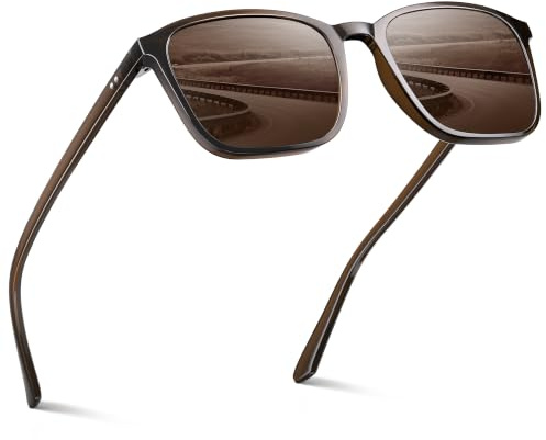 gesruny Sonnenbrille-Herren-polarisiert-UV400 Schutz-Rechteckig-Ultraleicht-Sonnenbrillen-Klassisch-Retro Brille-Braun