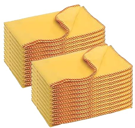 20 pack Yellow Cleaning Cloth Car Dusters Dry Dusting Cloths For Window TV Kids Table Glass Kitchen PC Soft Lint Free Cloth For Oiling Wood Cotton Wipe Clean Reusable Washable (20, 30cm x 33cm)