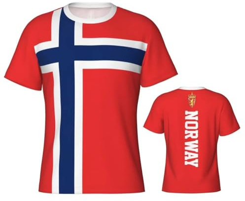 KETAFOUND Norwegische Flagge Fußball Trikot für Herren Nationalstolz Fan Sportshirt Kurzarm Trainingsshirt Atmungsaktiv Funktionsshirts für Fitness, Training, Gym
