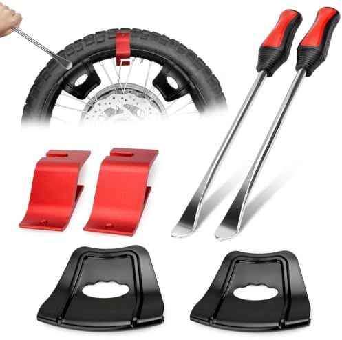 Linkstyle Motorcycle Tyre Changing Tool | Motorcycle Tyre Changer Kit with Bead Holders Rim Protectors & Tire Levers for Dirt Bike Scooter