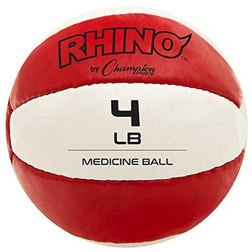 Champion Sports Medizinball aus Leder (rot/weiß, 1,8–2,3 kg)
