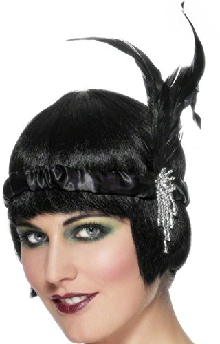 NET TOYS Charleston Stirnband schwarz 20er 30er Jahre Haarband Kopfband Kopfschmuck Accessoires Kostüm Zubehör
