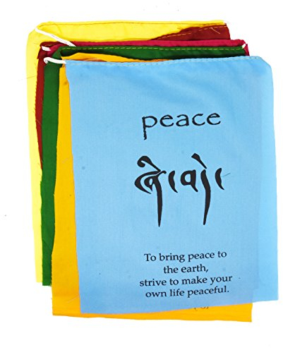 Mudra Crafts Große tibetische Gebetsfahnen für den Außenbereich, große Lungta – Nepalesische Gebetsfahne – Gebetsfahne Banner Affirmationsfahnen in Englisch