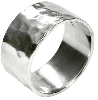 SILBERMOOS XL XXL Ringe in großen Größen Damen Herren Ring Bandring glänzend gehämmert handgeschmiedet Sterling Silber 925 Größen 64, 66, 68, 70, 72, Größe:72