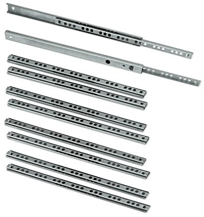 Emuca 3009605 - 5 Sets (10 Stück) Schubladenführungen, teilauszug mit Rollen 17mm x 214mm