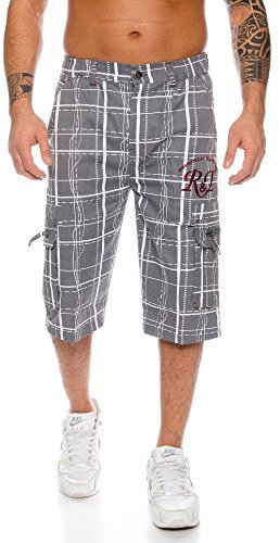 Raff&Taff Herren Bermuda Shorts Freizeithose Karomuster Cargohose bis 4XL (XXL, Grau (001))