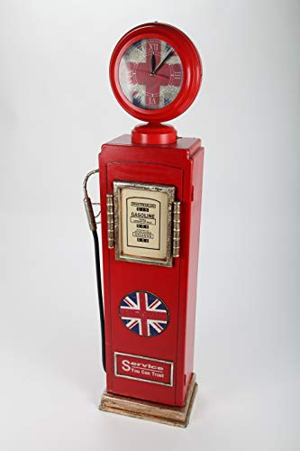 point home Design-Schrank Zapfsäule mit Uhr + Licht, Retro, rot, 110cm