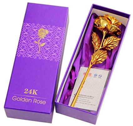 Jzhen 24K Goldene Rosen,Elegante Rose mit vergoldetem Metall Besonders geeignet für Valentinstag