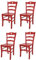 t m c s Tommychairs - 4er Set Stühle Cuore für Küche und Esszimmer, Robuste Struktur aus Buchenholz, in Anilinfarbe Rot lackiert und Sitzfläche aus Holz