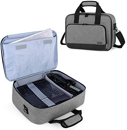 Luxja Beamertasche Kompatibel mit Acer, BenQ, Epson, Optoma und Viewsonic Beamer, Projektor Tasche mit Schutzhülle für Laptop, 39.4 cm x 28 cm x 13.5 cm, Grau
