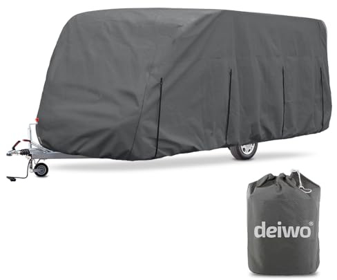 Wohnwagen Schutzhülle 4-lagig Grau 235 x 366-427 cm, Gummizug, Caravan | Wohnwagen-Schutzhülle · 235 x 366-427 cm (S) · 4-lagig · Oberseite 160 g/m², Seiten 120 g/m² · Gummizug
