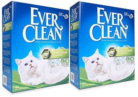 Ever Clean Extra Strong Clumping Cat Litter Scented 2x10L - Extreme Premium Lock In Odour, Triple Ultra Action Deodorizer And Feline Natural Freshness Self Cleaning, Fresh And Hygienic