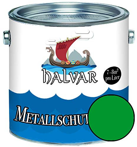 Halvar Metallschutzlack MATT Grün RAL 6000-6037 Metallfarbe besonders robuster Kunstharzlack Wetterbeständig & perfekter Langzeitschutz Metall (2,5 L, RAL 6037 Reingrün)