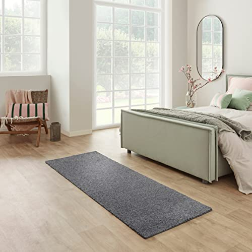 Carpet Studio Maine Teppich Läufer Anthrazit, Läufer Flur 57x150cm, Kurzflor Teppiche, Küchenläufer, Wohnzimmerteppich, Bettvorleger Schlafzimmer