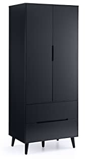 Julian Bowen Alicia Combination Wardrobe, 2 Door, Dark Grey - H178 x W80cm | Scandi Double Closet, Clothing Rail & Shelf, Storage Armoire for Bedroom