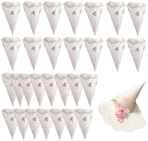 30 Stück Party Papierkegel, Hochzeits Konfetti Tüten, Hohldruck, für Papier Hochzeit Konfetti Zapfen, Bonbonblumenteller und Konfetti