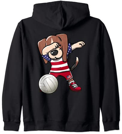 Dabbing Beagle Dog America-Volleyball-Liebhaber Jersey USA Flagge Kapuzenjacke
