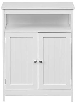 Rebecca Mobili Armadietto Autoportante Bagno, Mobiletto Lavanderia, Bianco, Mdf, 1 Ripiano 2 Ante, Anti Umidità Salvaspazio - Misure: 80 x 60 x 30 cm (HxLxP) - Art. RE6681