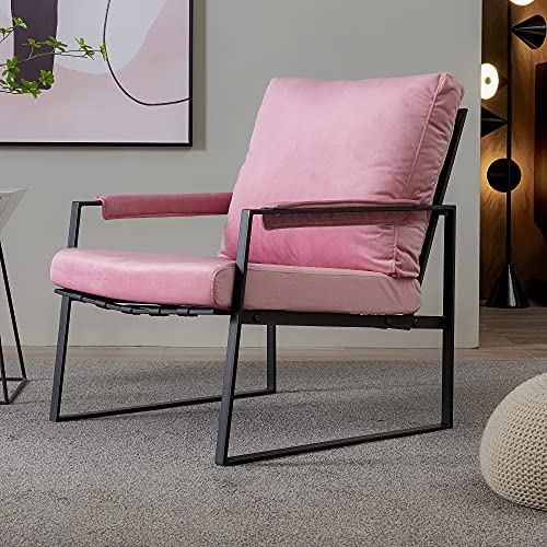 Kayan Moderner Relax Einzelsessel mit Samtkissen (Rosa)