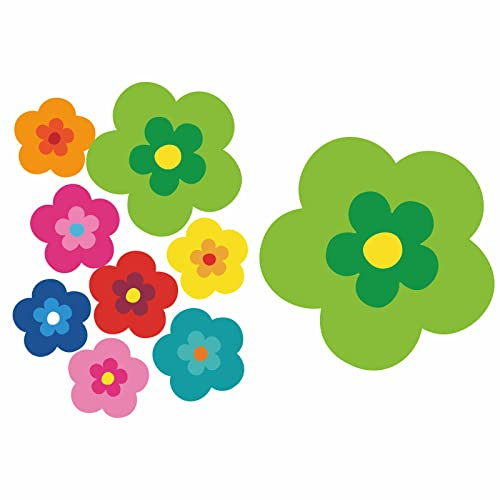 tradercat pril Blumen Sticker I autoaufkleber Blumen 9 Stück als Set I Retro Aufkleber für Jede Glatte Oberfläche, ideal für Ihr Auto I prilblumen Aufkleber (Grün)