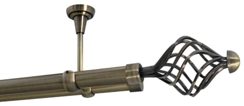 Sento 25/19mm Gardinenstange Vorhangstange Metall Deckenmontage Messing Antik 420 cm Gracja