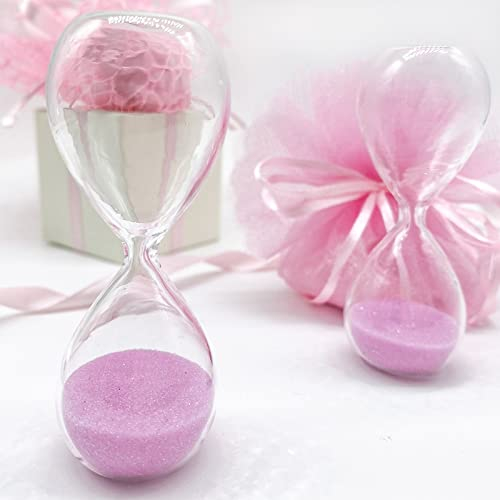 Ingrosso e Risparmio Clessidra con Sabbia Rosa in Vetro da 8 cm, bomboniere Originali per Nascita, Battesimo Femminuccia