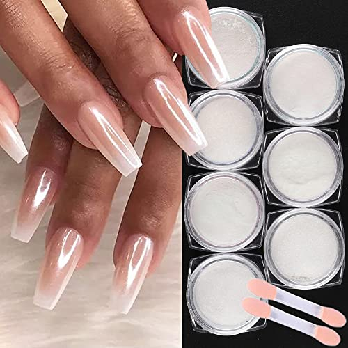 Bellecrey 7 Boxen Chrom Nagelpulver Perle Muschel Holographische Sparkle Nagel Glitter Pulver Set Dipping für Nägel Maniküre Spiegel Gold Blau Rosa Lila Nagelstaub